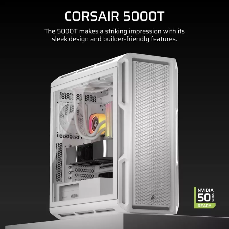 Caja para PC CORSAIR - 5000T Mid-Tower High-Performance - blanca