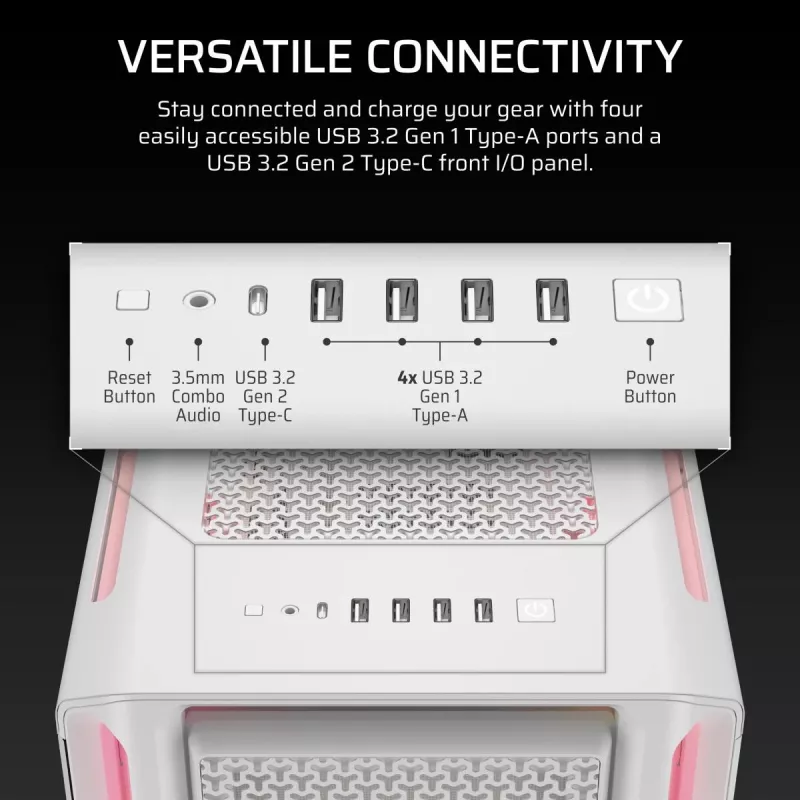 Caja para PC CORSAIR - 5000T LX RGB Midi-Tower (cristal templado) blanca
