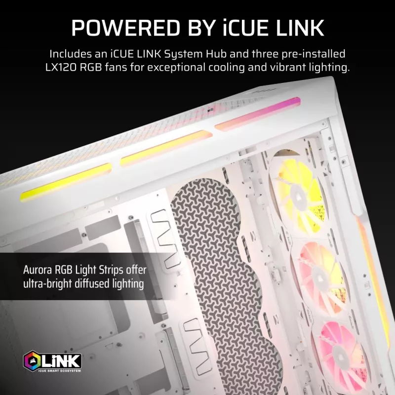 Caja para PC CORSAIR - 5000T LX RGB Midi-Tower (cristal templado) blanca
