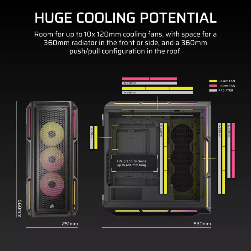 Caja para PC CORSAIR - Icue Link 5000t Lx RGB Mid-Tower High-Performance