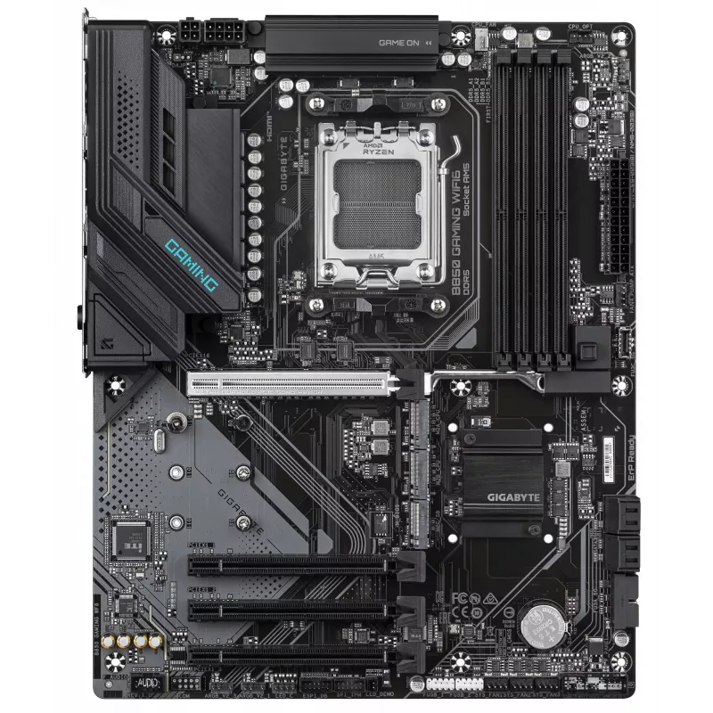 Placa base GIGABYTE B850 GAMING WIFI6, chipset AMD B850, socket AM5, ATX, 4 ranuras DDR5, Wi-Fi 6, 3x M.2, 4x SATA III