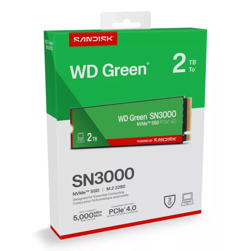 SSD WESTERN DIGITAL - WD Green SN3000 NVMe - 500GB - PCIe Gen4 x4 - M.2 2280