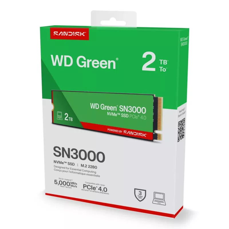 SSD WESTERN DIGITAL - WD Green SN3000 NVMe - 500GB - PCIe Gen4 x4 - M.2 2280