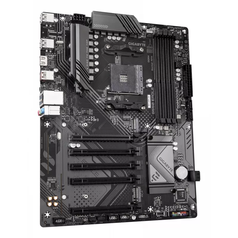 Placa base GIGABYTE B550 EAGLE - CPU AMD Ryzen 5000 G-Series, 10+3+1 fases VRM, hasta 3200 MHz DDR4, 1xPCIe 4.0 + 1xPCIe 3.0 M.2, 1GbE LAN, USB 3.2 Gen 2