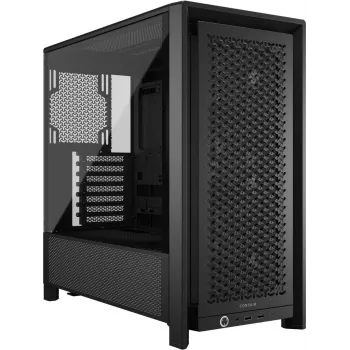 Caja de PC CORSAIR FRAME 4000D RS Midi Tower — negra, soporte EATX, cristal templado, USB-C, 3 ventiladores frontales de 120 mm