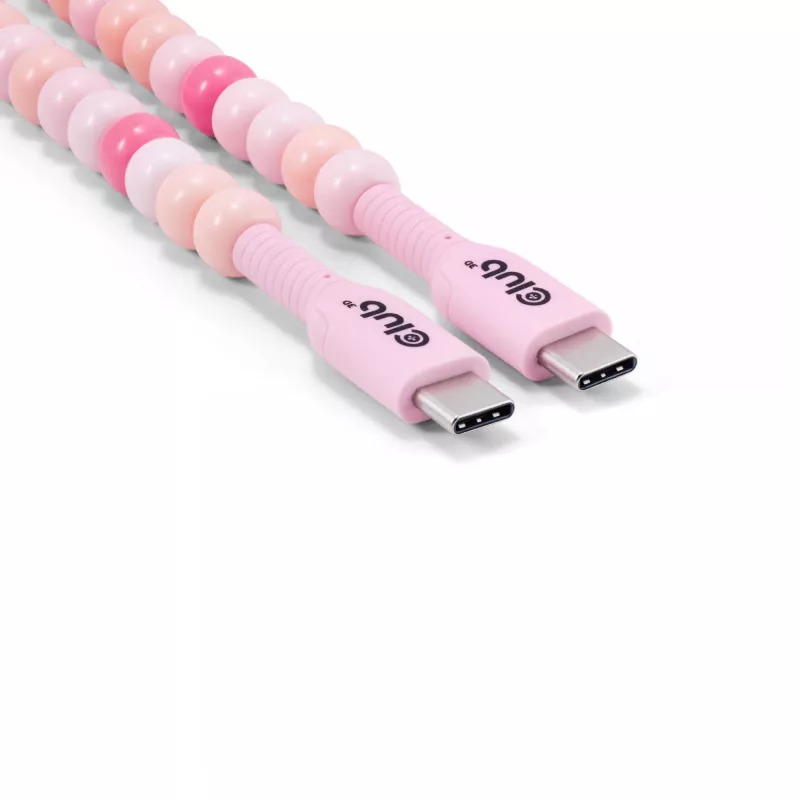 Club 3D CAC-3010 cable de perlas de USB-C a USB-C, 2 m, PD 60 W, 480 Mbps, rosa