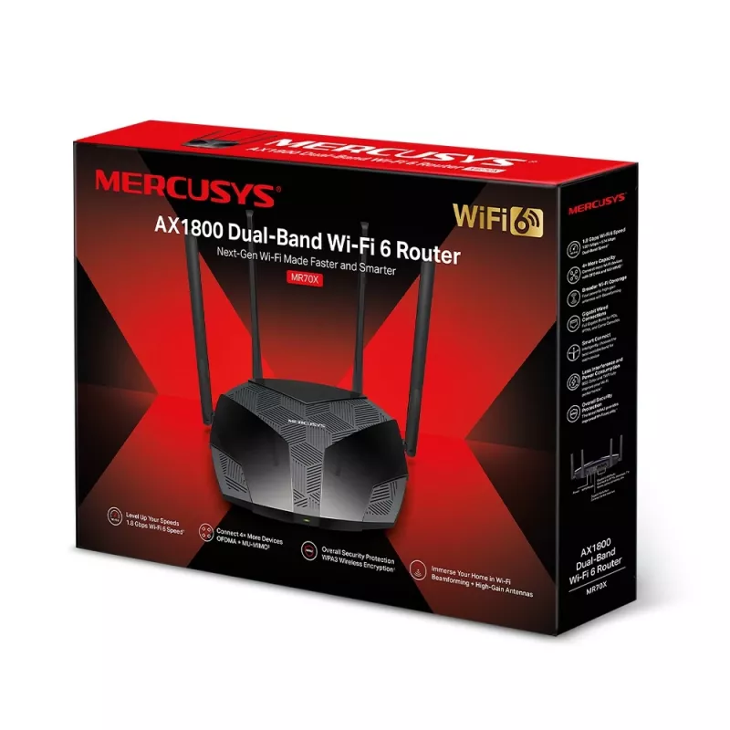 Router inalámbrico MERCUSYS MR70X Gigabit Ethernet dual band (2,4 GHz / 5 GHz) negro