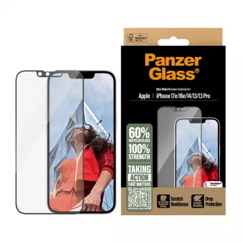 Protector de pantalla PanzerGlass ® iPhone 17e | 16e | 14 | 13 | 13 Pro | Ultra-Wide Fit con EasyAligner