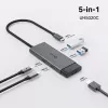 TP-Link UH5020C hub USB-C de 5 puertos, HDMI 4K@60Hz, 100 W Power Delivery, 1x USB-C, 2x USB-A, 5 Gbps, aluminio, gris