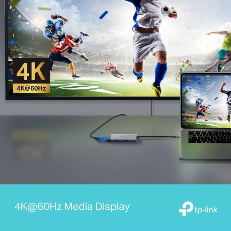 TP-Link UH5020C hub USB-C de 5 puertos, HDMI 4K@60Hz, 100 W Power Delivery, 1x USB-C, 2x USB-A, 5 Gbps, aluminio, gris