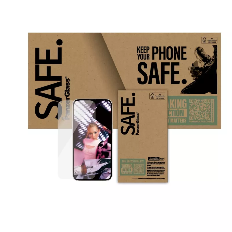 PanzerGlass SAFE. by ® Protector de pantalla iPhone 17e | 16e | 14 | 13 | 13 Pro | Ultra-Wide Fit