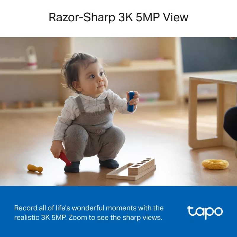 TP-Link Tapo Cámara de seguridad Wi-Fi con IA y giro/inclinación SPEC: 3K 5MP (2880×1620), 2.4 GHz, horizontal 360º