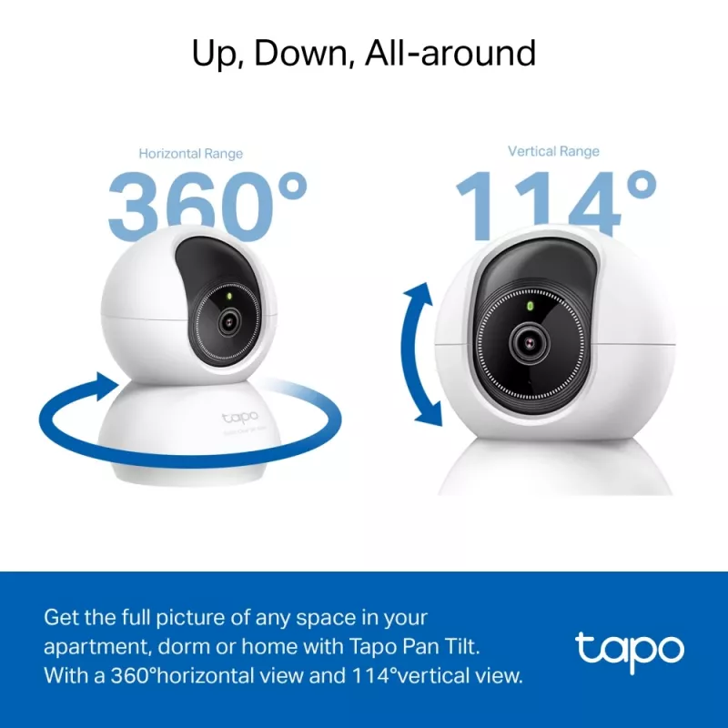 TP-Link Tapo Cámara de seguridad Wi-Fi con IA y giro/inclinación SPEC: 3K 5MP (2880×1620), 2.4 GHz, horizontal 360º
