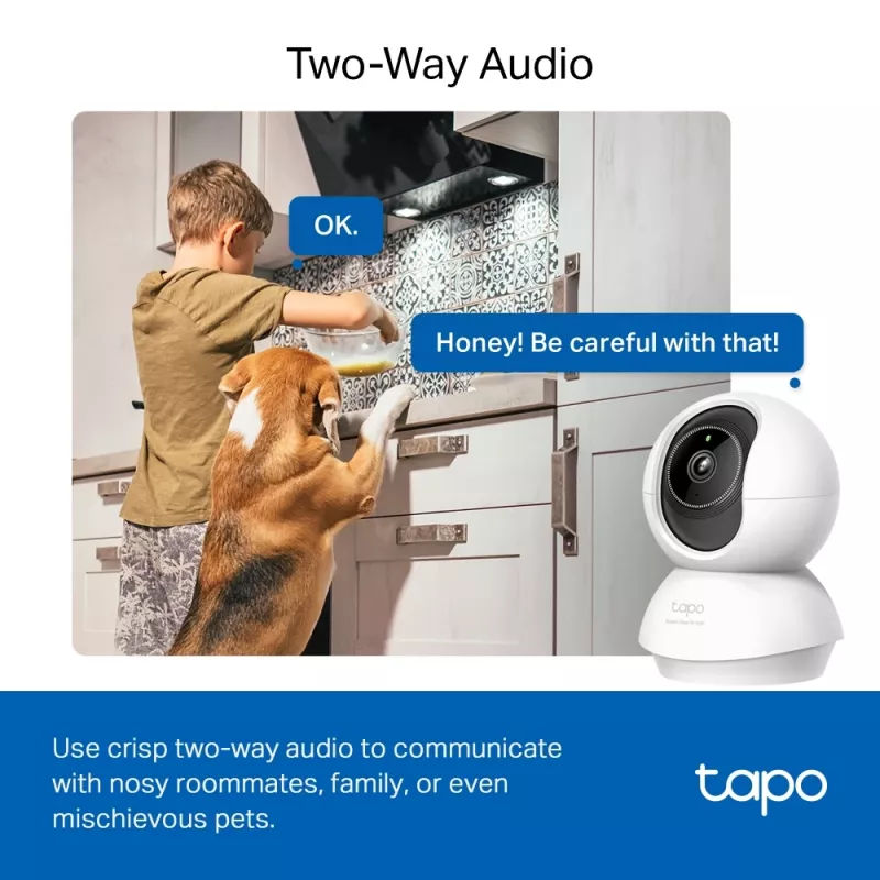 TP-Link Tapo Cámara de seguridad Wi-Fi con IA y giro/inclinación SPEC: 3K 5MP (2880×1620), 2.4 GHz, horizontal 360º
