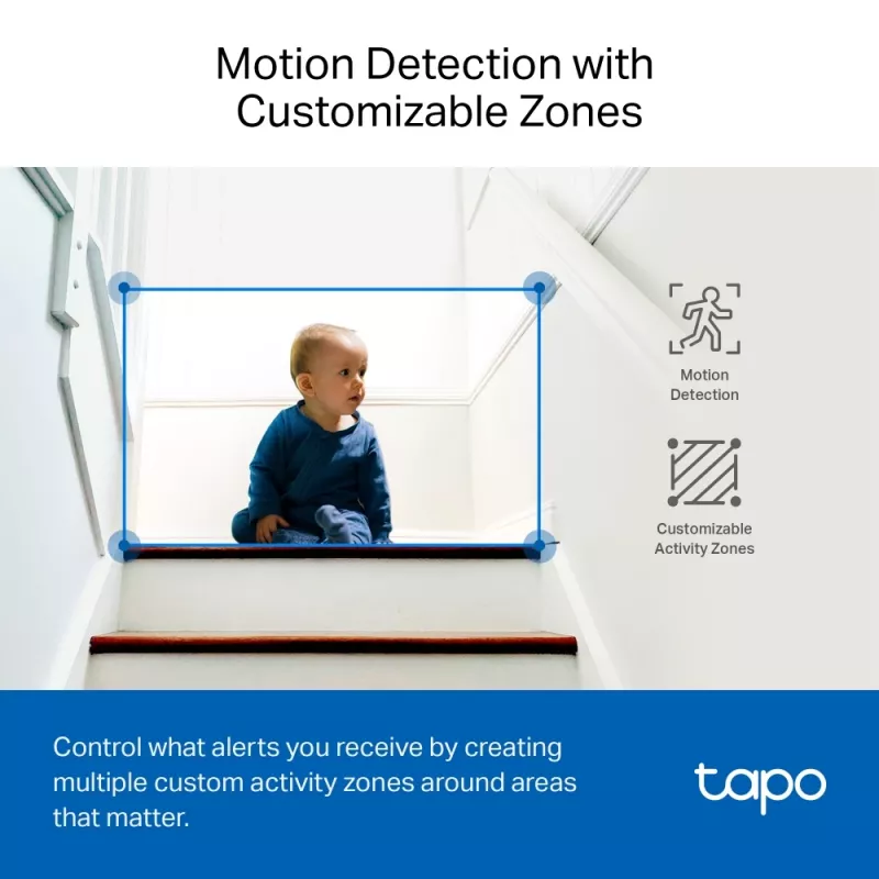 TP-Link Tapo Cámara de seguridad Wi-Fi con IA y giro/inclinación SPEC: 3K 5MP (2880×1620), 2.4 GHz, horizontal 360º
