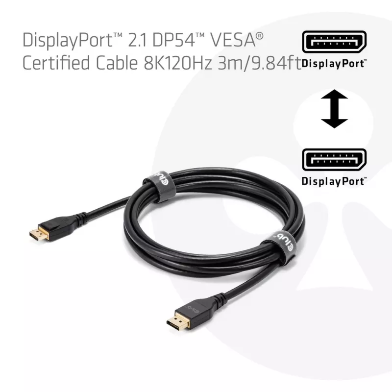CLUB3D Cable DisplayPort™ 2.1 DP54™ certificado por VESA® 8K120Hz 3m/ 9.84ft