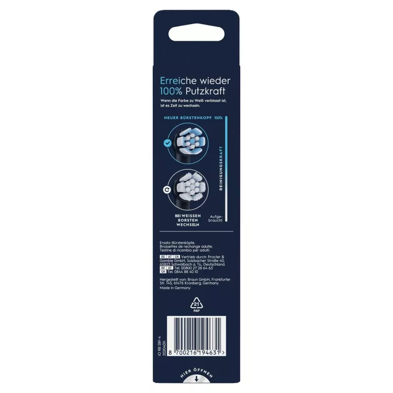 Oral-B 194631 Cabezal de cepillo de dientes 4 uds. Negro