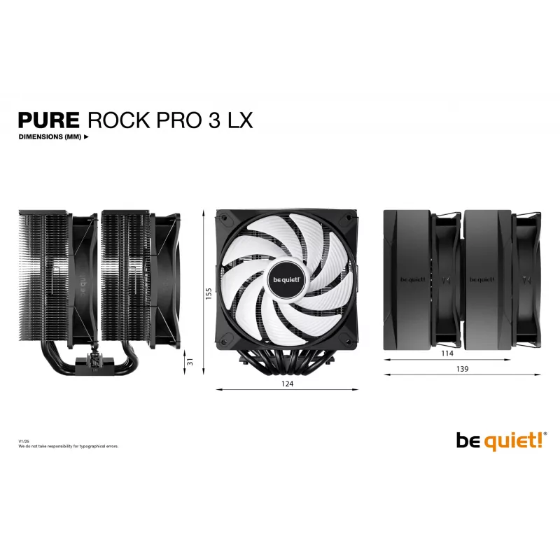 Disipador de CPU por aire be quiet! Pure Rock Pro 3 LX negro 12 cm 1 ud.