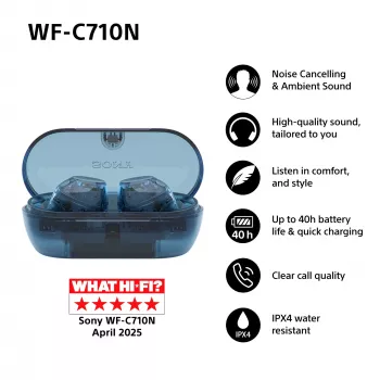 Auriculares Sony WFC710NL.CE7 In-Ear True Wireless Earbuds, Bluetooth 5.3, ANC, IPX4, 8,5/12 h de reproducción, azul cristal