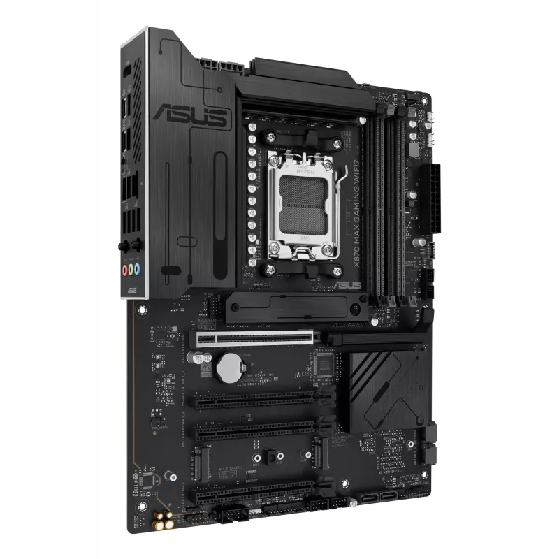 Placa base ASUS X870 MAX GAMING WIFI7 ATX — AMD X870, Socket AM5, DDR5, 4 DIMM, 256 GB, Wi‑Fi 7, Bluetooth 5.4, 3 M.2, 2x USB4 Gen3x2