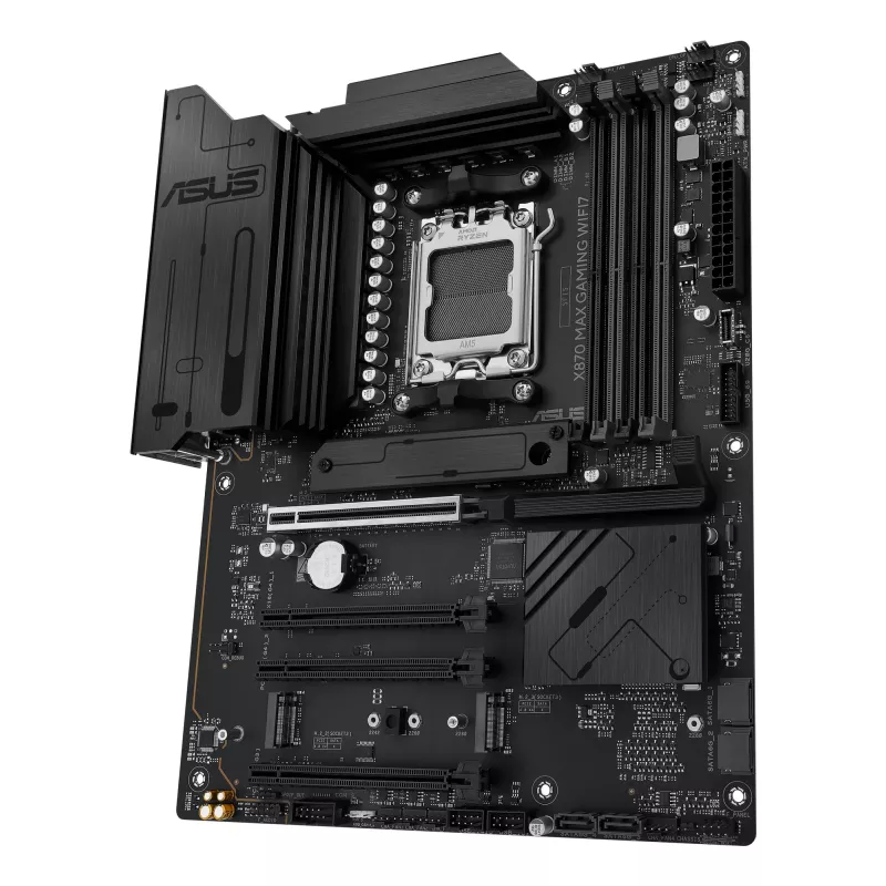 Placa base ASUS X870 MAX GAMING WIFI7 ATX — AMD X870, Socket AM5, DDR5, 4 DIMM, 256 GB, Wi‑Fi 7, Bluetooth 5.4, 3 M.2, 2x USB4 Gen3x2