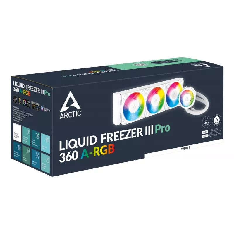 ARCTIC Liquid Freezer III Pro 360 A-RGB (Blanco) - Refrigeración líquida todo en uno para CPU multicompatible con A-RGB
