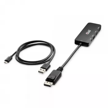 Club 3D CSV-7330 adaptador hub MST de DisplayPort 2.1 a 3x HDMI 2.1, 8K60Hz, 4K120Hz, 13,5 Gbps, HDR, HDCP 2.3, negro