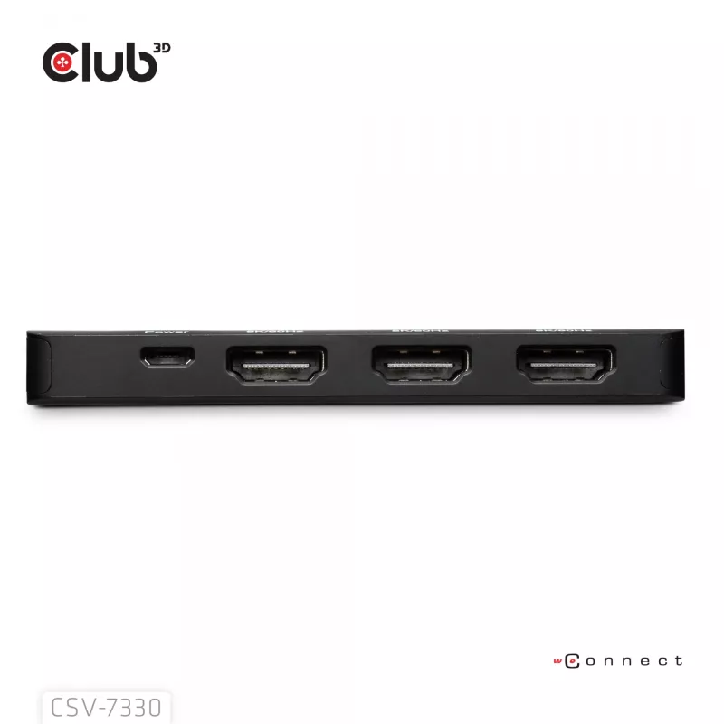 Club 3D CSV-7330 adaptador hub MST de DisplayPort 2.1 a 3x HDMI 2.1, 8K60Hz, 4K120Hz, 13,5 Gbps, HDR, HDCP 2.3, negro