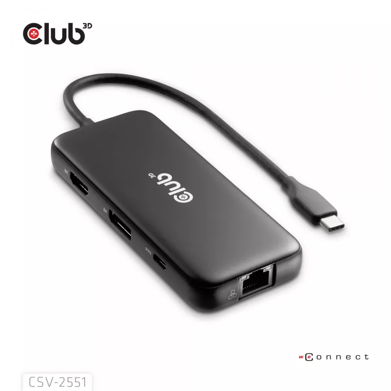 Dock portátil CLUB3D 8-1 USB Type-C® 10Gbps a HDMI™ y DisplayPort™ 8K30Hz PD máx. 100Watt