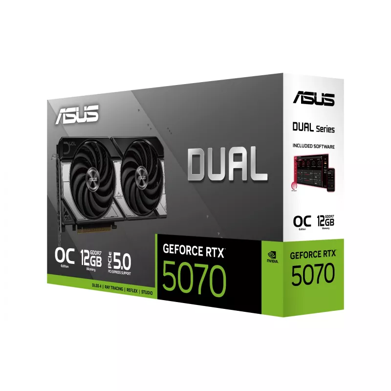 Tarjeta gráfica ASUS GeForce RTX 5070 — 12 GB GDDR7, PCIe 5.0, 192 bits, 3x DisplayPort 2.1b, 1x HDMI 2.1b