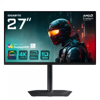 GIGABYTE MO27U2 OLED 4K UHD monitor gaming - 3840 x 2160, 240Hz, 0,03ms, 1000 cd/m², Display HDR True Black 400, HDMI 2.1, DisplayPort 1.4