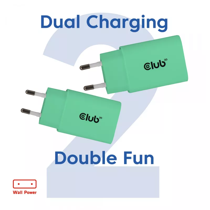 Cargador USB-C pack de 2 30W de club 3d — Adaptadores de corriente USB-C duales de 30W