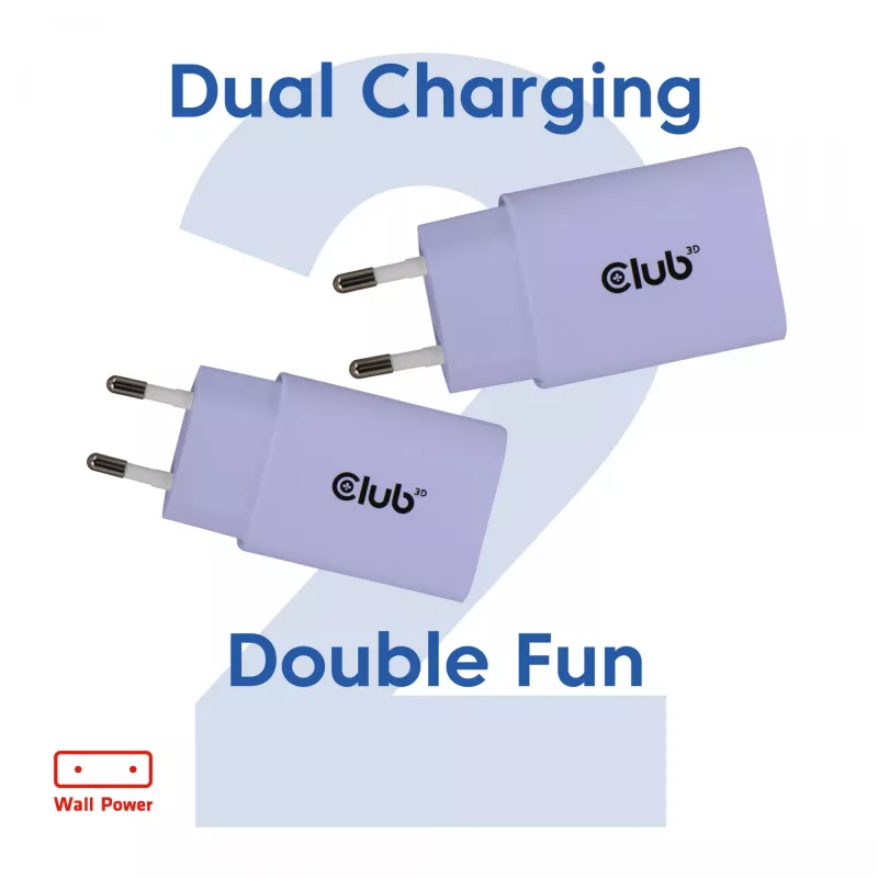 Fuente de alimentación club 3d cargador USB-C 30W pack de 2 compacto para móviles y tablets