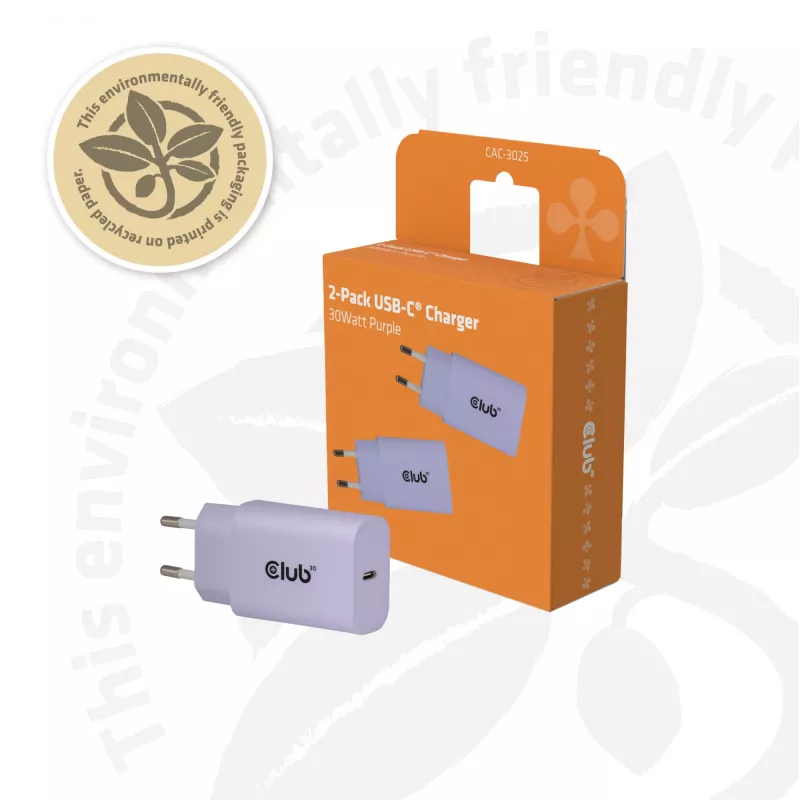 Fuente de alimentación club 3d cargador USB-C 30W pack de 2 compacto para móviles y tablets