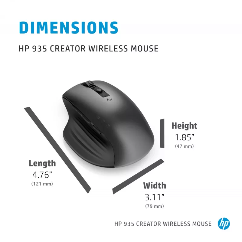 HP 930 Creator Ratón inalámbrico, Diestro, Bluetooth, 3000 DPI, Plata