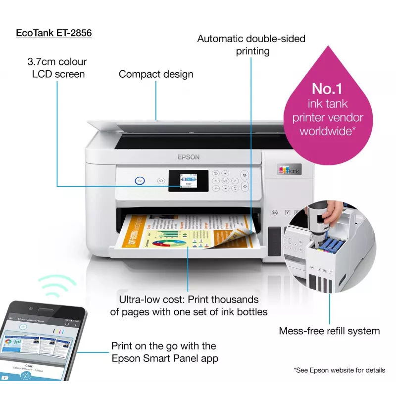Epson EcoTank ET-2856 Impresora de inyección de tinta A4 5760 x 1440 DPI 33 ppm Wi-Fi