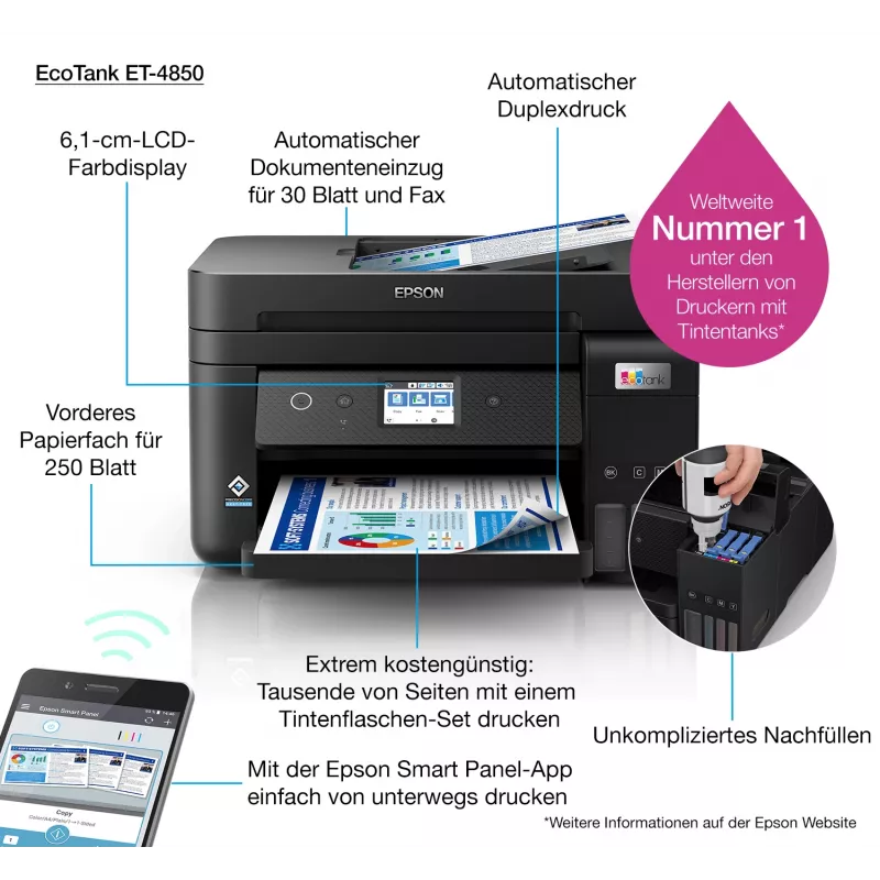Epson EcoTank ET-4850 Impresora de inyección de tinta A4 4800 x 1200 DPI 33 ppm Wi-Fi