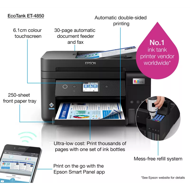 Epson EcoTank ET-4850 Impresora de inyección de tinta A4 4800 x 1200 DPI 33 ppm Wi-Fi