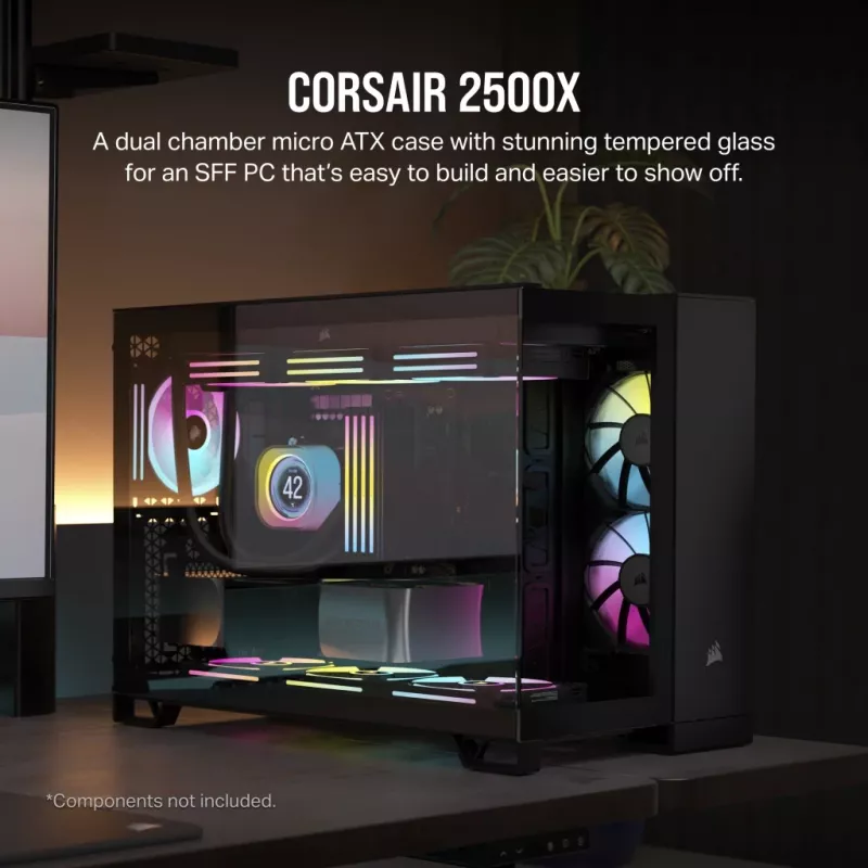 CORSAIR Caja de PC - Mid-Tower - 2500x Dual Chamber - Negra