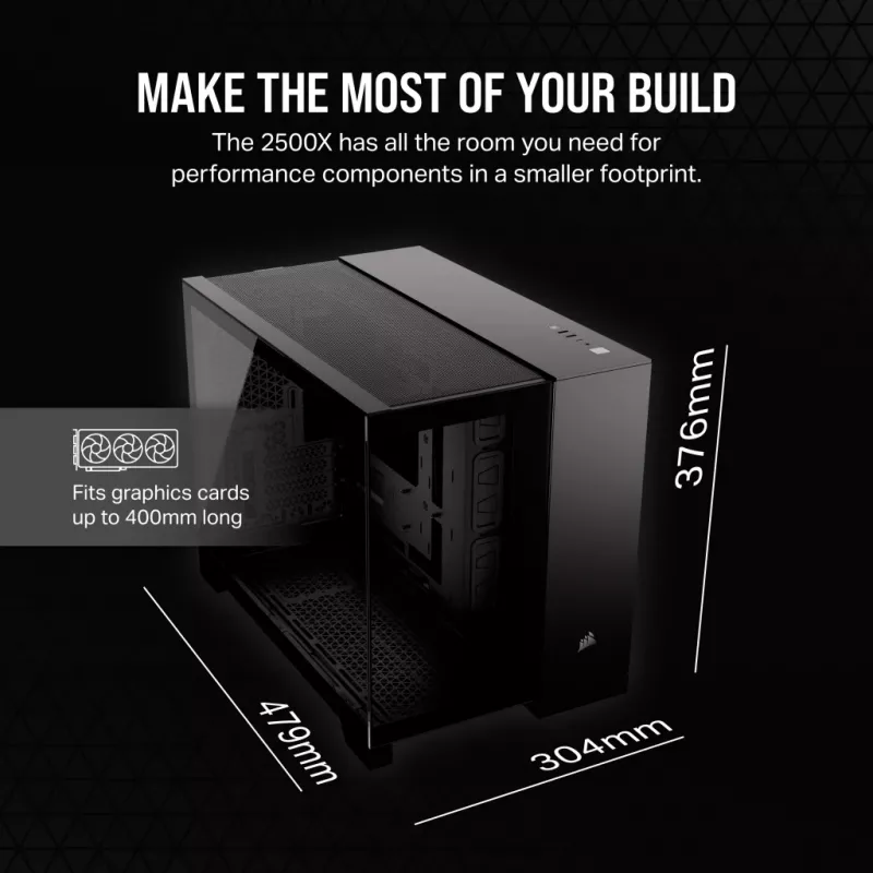 CORSAIR Caja de PC - Mid-Tower - 2500x Dual Chamber - Negra