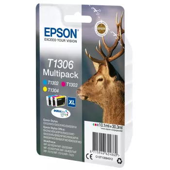 Epson Stag Multipack 3 colores T1306 DURABrite Ultra Tinta, Alto (XL) rendimiento, Cian, Magenta, Amarillo, Tinta pigmentada, 10,1 ml, 1 ud., Multipack