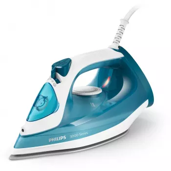 Plancha de vapor Philips DST3011/20 — 2100 W, suela cerámica, depósito 0,3 L, cable 1,9 m, azul