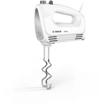 Batidora de mano Bosch MFQ24200 — 400 W, 4 velocidades, turbo, acero cepillado/blanco