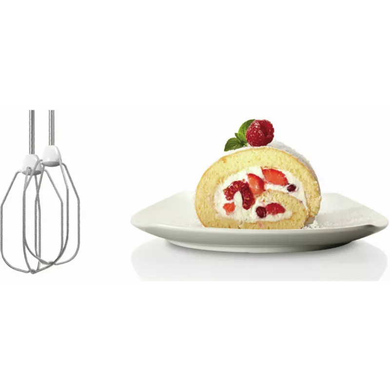 Batidora de mano Bosch MFQ24200 — 400 W, 4 velocidades, turbo, acero cepillado/blanco