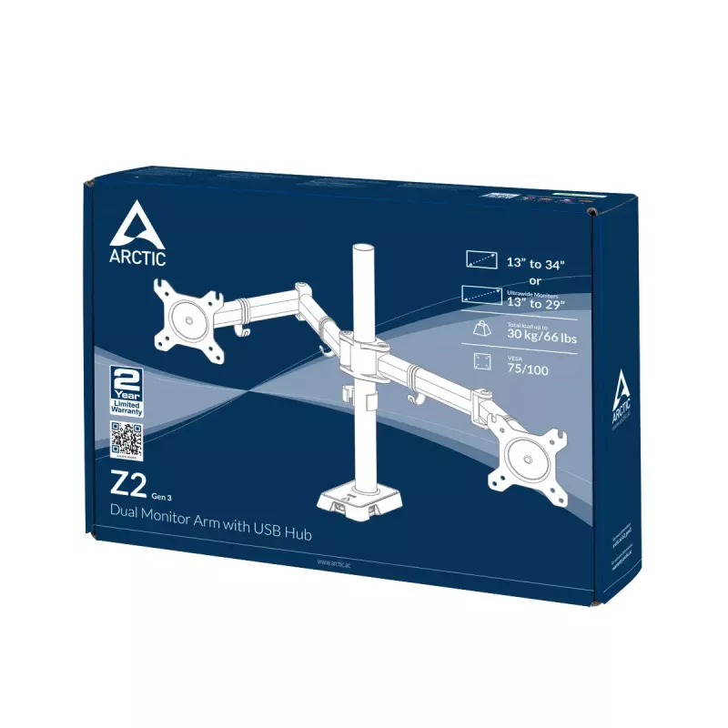 ARCTIC Z2 (Gen 3) - brazo doble para monitor con concentrador USB