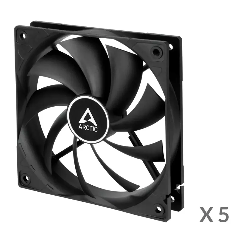 ARCTIC F12 ventilador de caja estándar 120 mm, pack de 5, negro
