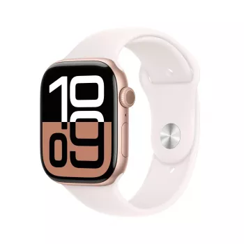 APPLE Watch Series 10 GPS 46mm caja de aluminio oro rosa con correa deportiva Light Blush - M/L