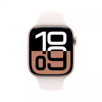 APPLE Watch Series 10 GPS 46mm caja de aluminio oro rosa con correa deportiva Light Blush - M/L