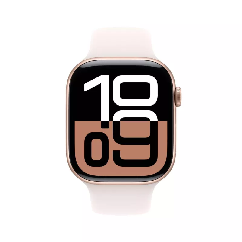 APPLE Watch Series 10 GPS 46mm caja de aluminio oro rosa con correa deportiva Light Blush - M/L