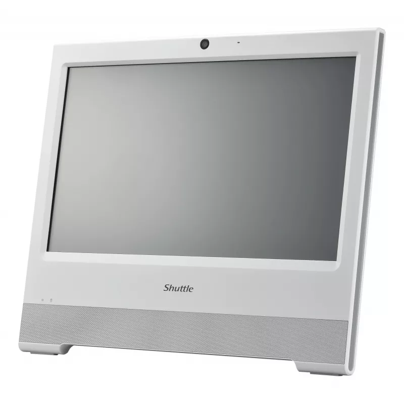 Shuttle XPC X50V9 barebone todo en uno, pantalla táctil de 15,6 pulgadas 1366×768, Intel Celeron 7305, Wi-Fi, LAN, HDMI, 90 W, sin sistema operativo, blanco